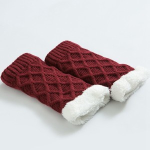 Unisex Winter Leg Warmer Thicken Fleece Liner Knit Knee Pads Warm Diamond Tube Socks Boots Deco